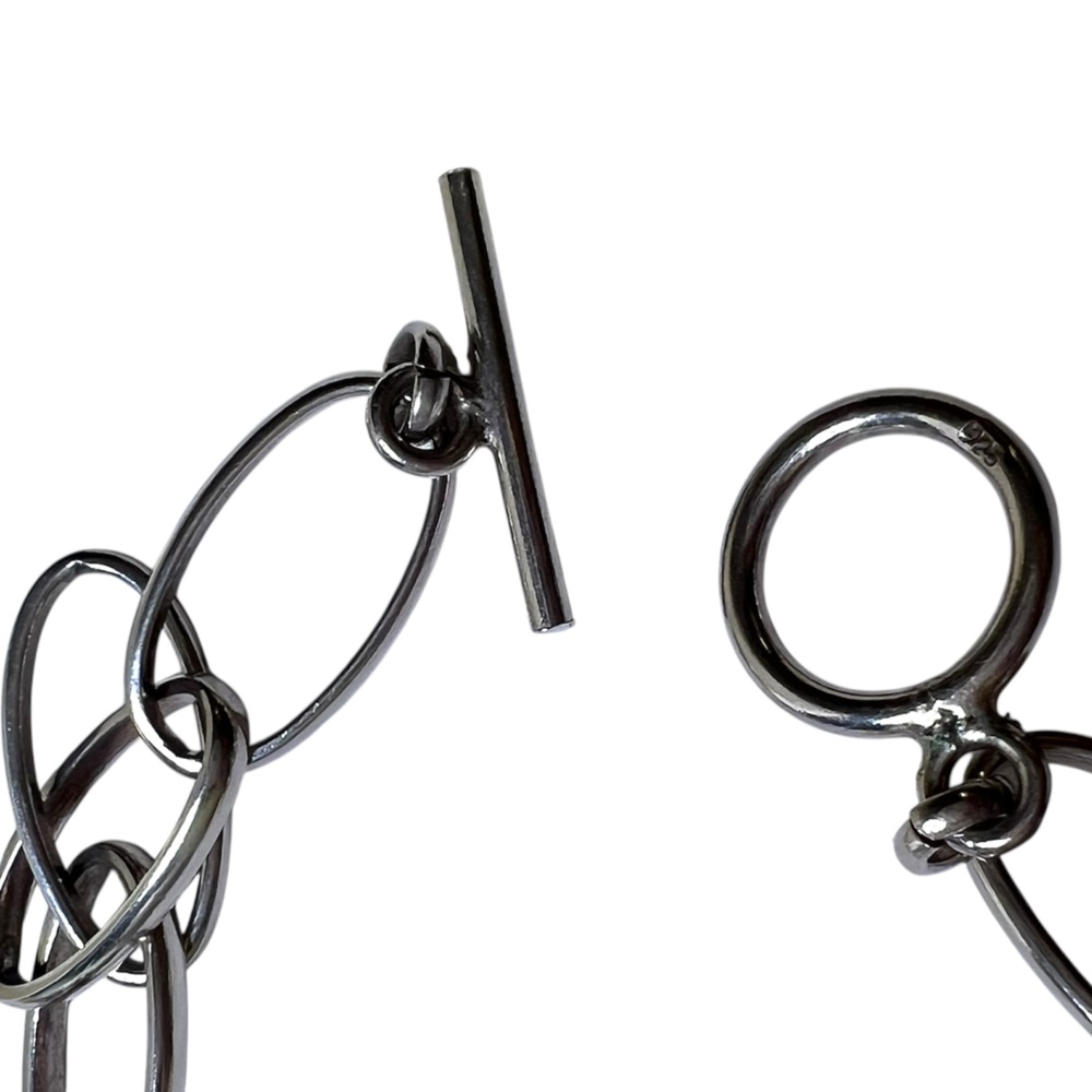 925 Sterling Silver Link Necklace about 11.5-12” long - Picture 4 of 9